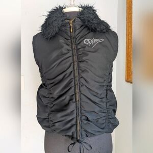 Deadstock 90s /Y2K XOXO Subversive Mcbling Vibe Quilted Faux Fur Vest